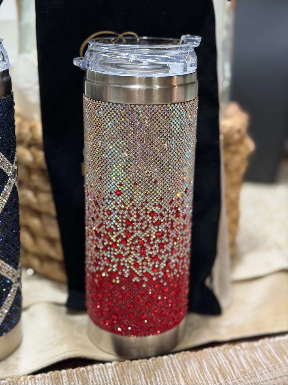 Rhinestone Ombre Red Stainless Travel Tumbler by jacqueline Kent